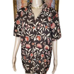 Laura Scott women's brown floral button down shirt